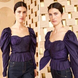 NWT - Ulla Johnson Mia bustier top - Gorgeous Dark Purple Eggplant Silky Satin